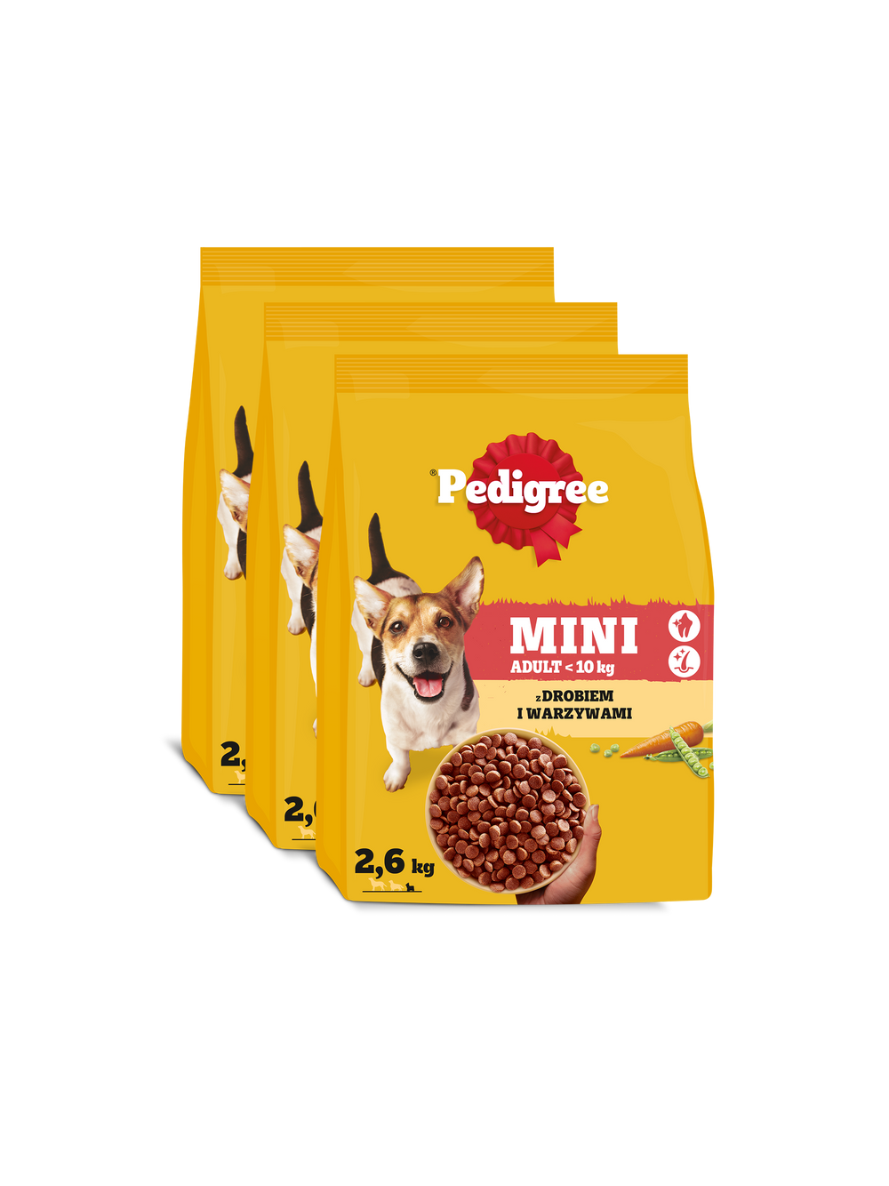 PEDIGREE Adult 3x2,6kg (małe rasy) - sucha karma dla psów z kurczakiem i warzywami