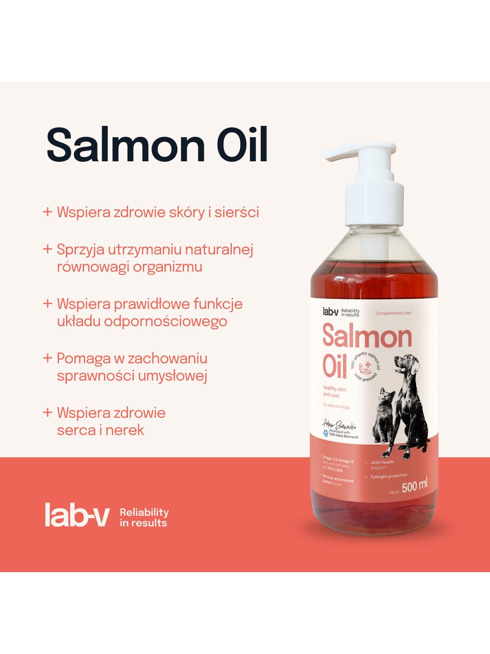Lab-v Olej z łososia dla psów i kotów 500ml