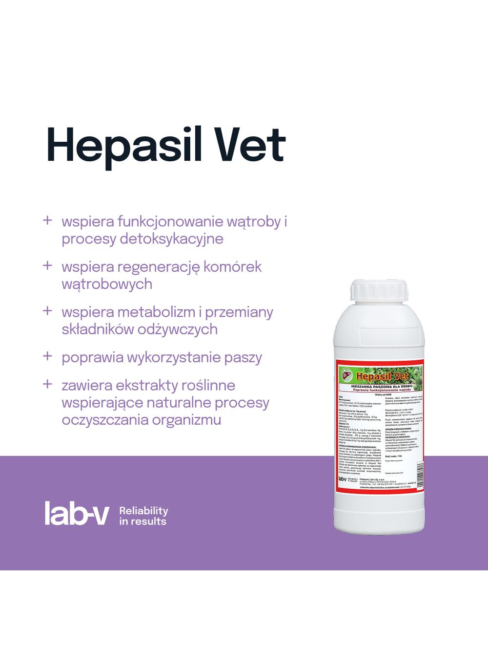 Lab-v Hepasil Vet Dla Drobiu - Mieszanka Paszowa Dla Drobiu Na Poprawę Funkcjonowania Wątroby 1kg