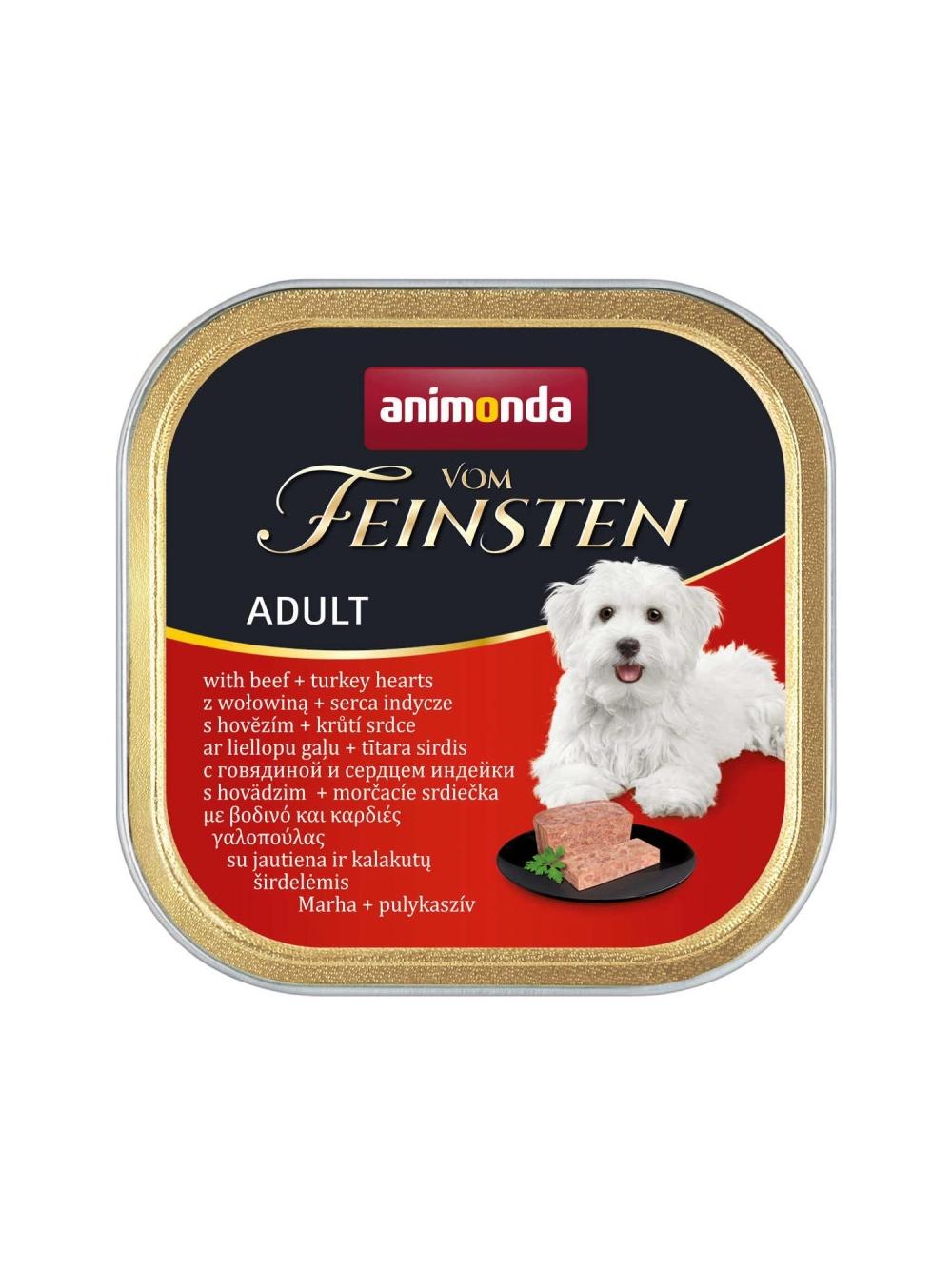 ANIMONDA Dog Vom Feinsten Adult smak: wołowina i serca indyka 22x150g