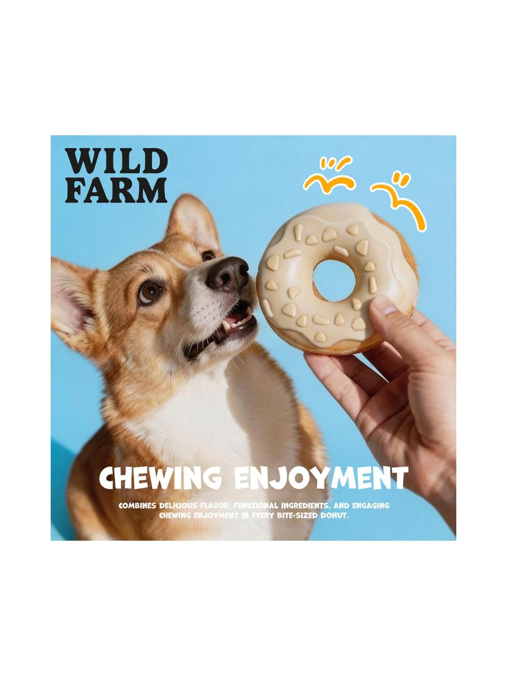 WILD FARM donut kolagenowy z kurczakiem i kokosem 7cm 10x50g przysmak dla psa