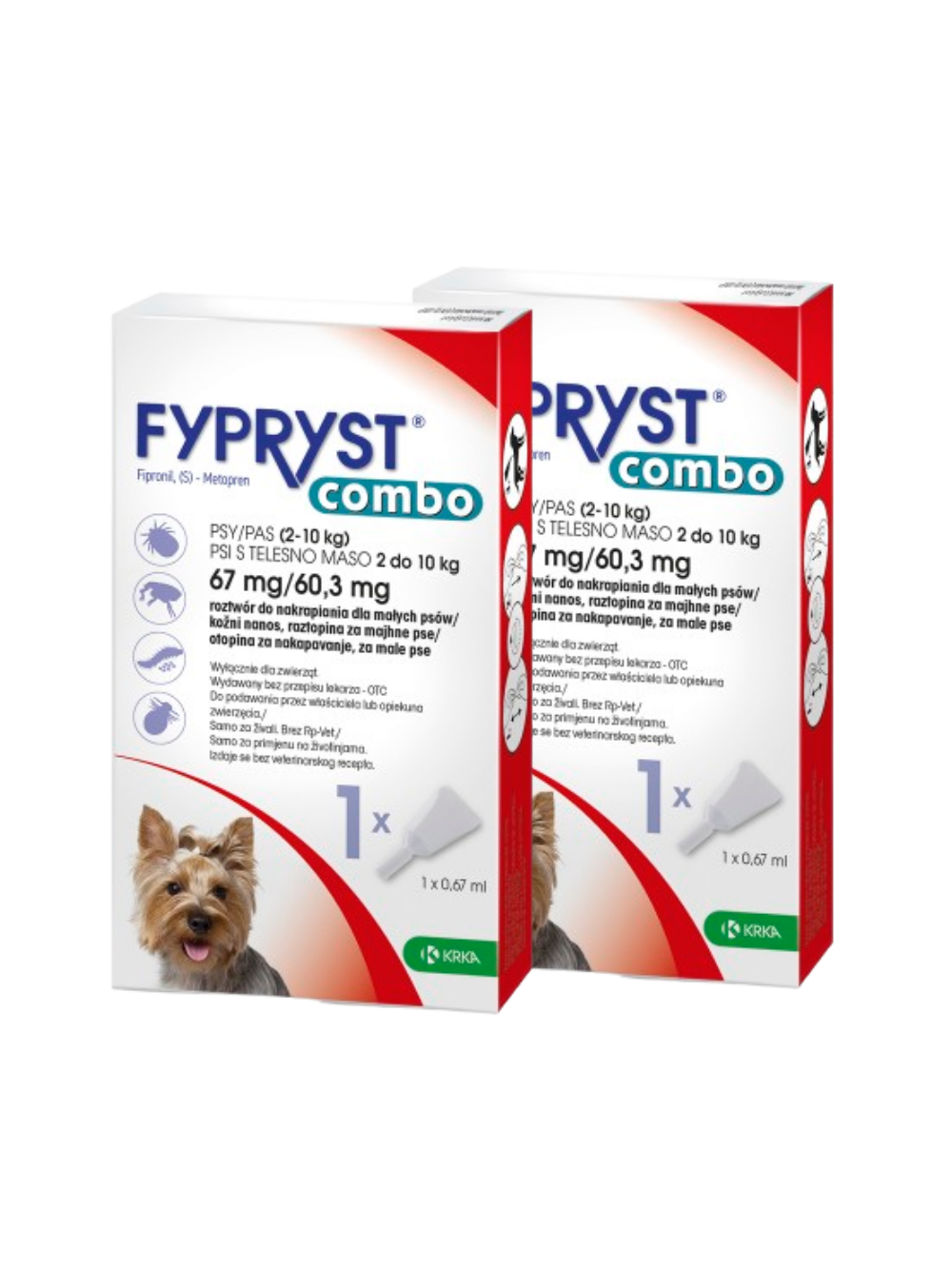 KRKA Fypryst Combo krople na pchły i kleszcze dla psa 2-10 kg 67 mg/0,67ml 2 szt.