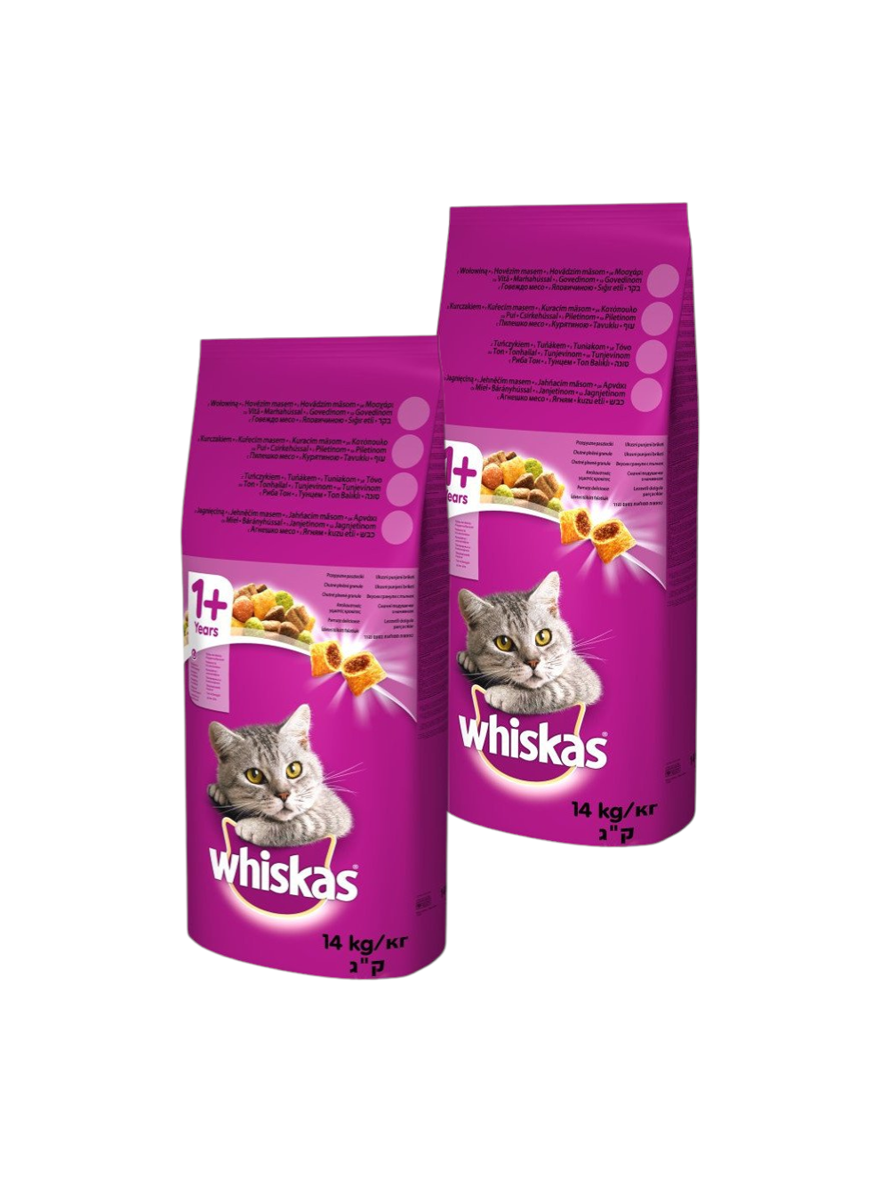 WHISKAS Adult 2x14 kg - sucha karma dla dorosłego kota, z pysznym tuńczykiem
