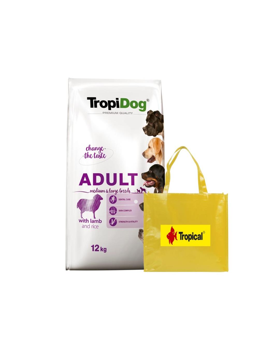 TROPIDOG premium adult medium & large breed jagnięcina z ryżem 12kg + Torba na zakupy GRATIS