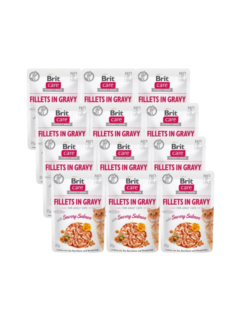 BRIT CARE Cat  Pouches Fillets in Gravy with Savory Salmon 12x85g