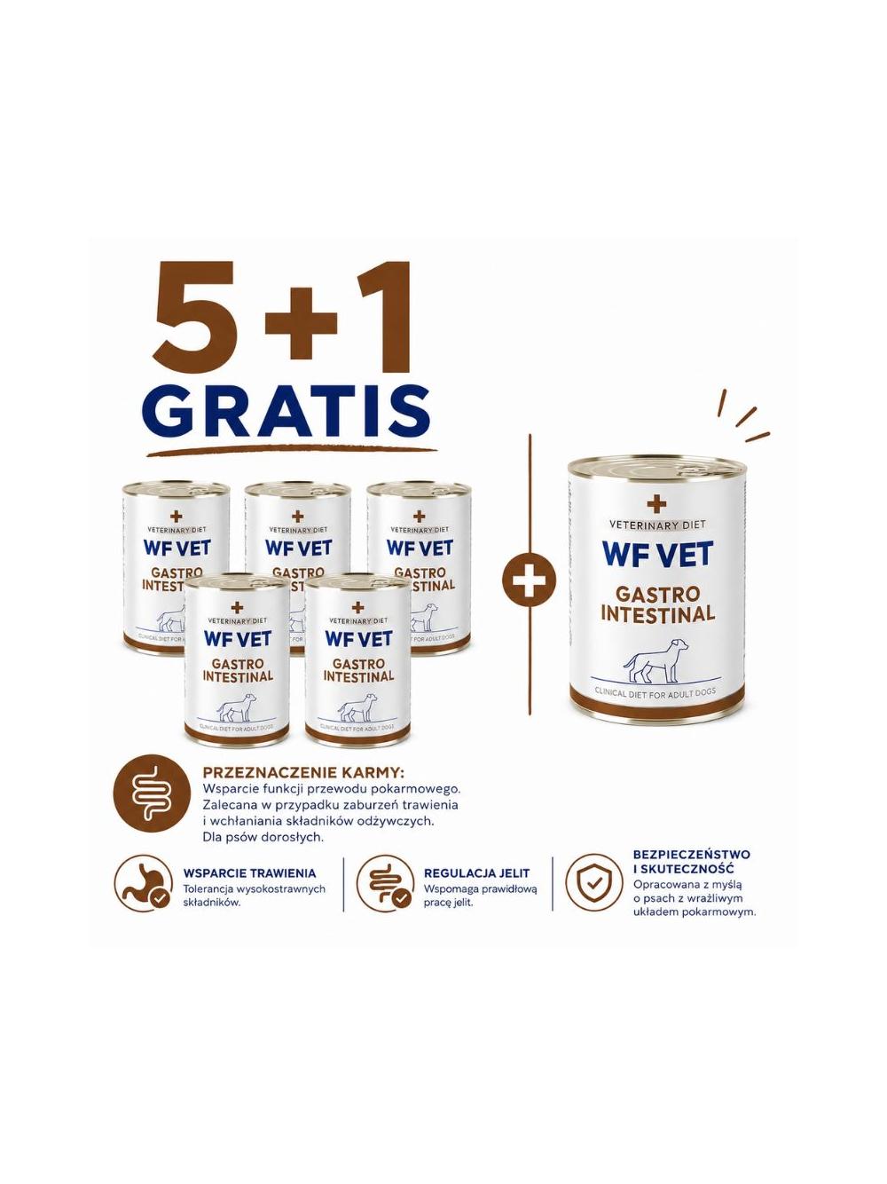 WF VET Gastrointestinal dog 6x400g - wspiera układ pokarmowy i prawidłowe trawienie
