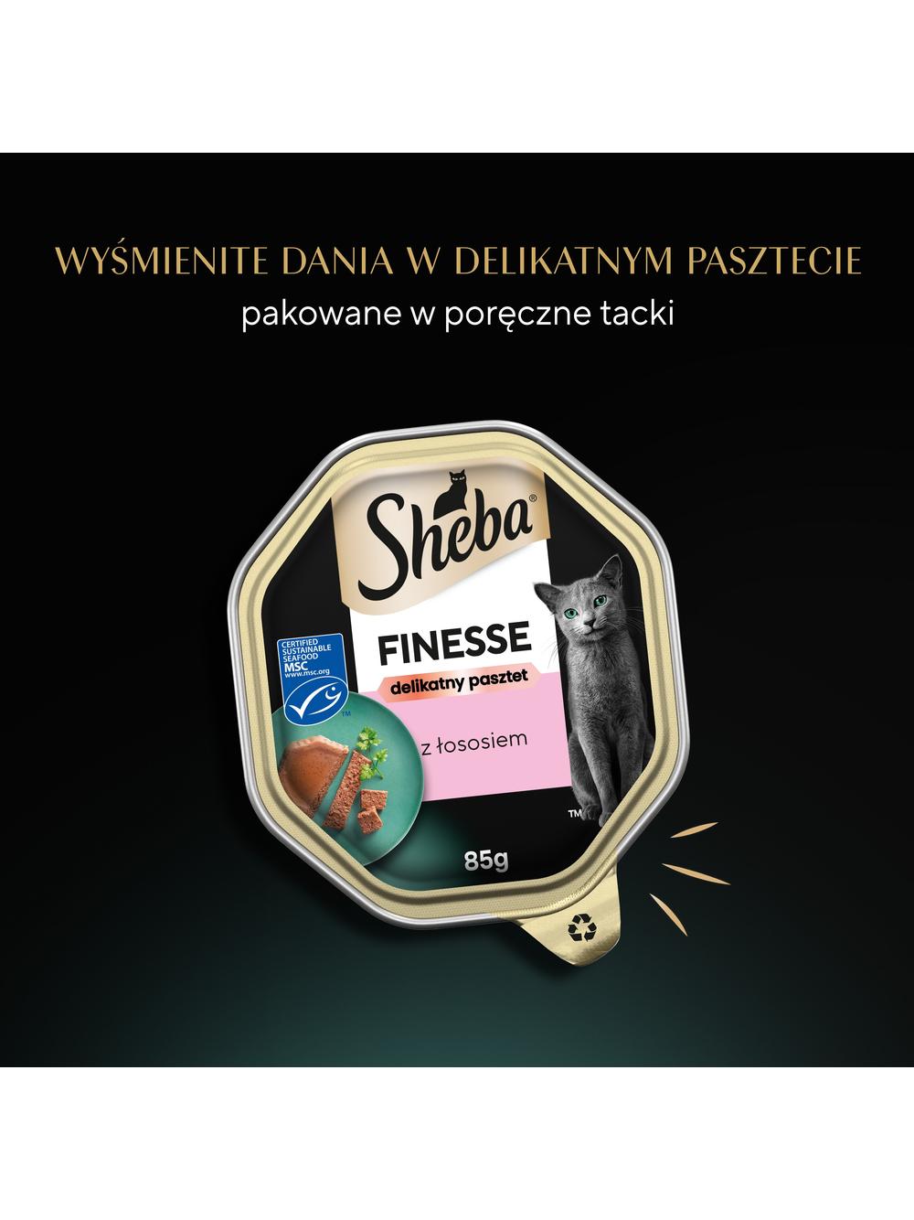 SHEBA Finesse tacka 22x85 g – mokra karma pełnoporcjowa dla dorosłych kotów, z łososiem, w pasztecie