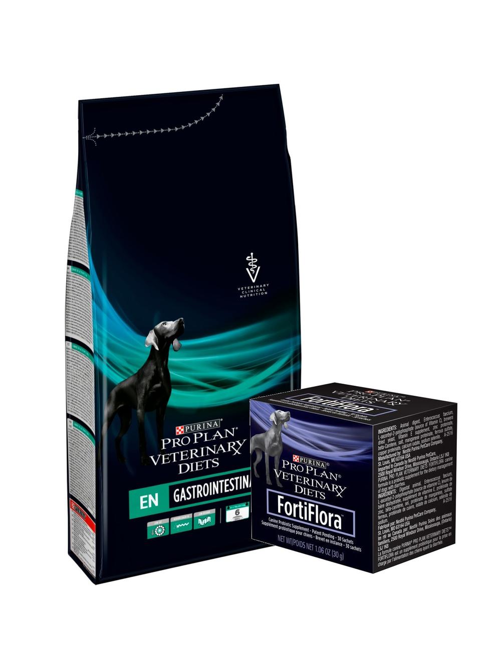 PRO PLAN Veterinary Diets EN Gastrointestinal Karma sucha dla psa 12kg + PRO PLAN FortiFlora Suplement probiotyczny dla psa 30 x 1 g