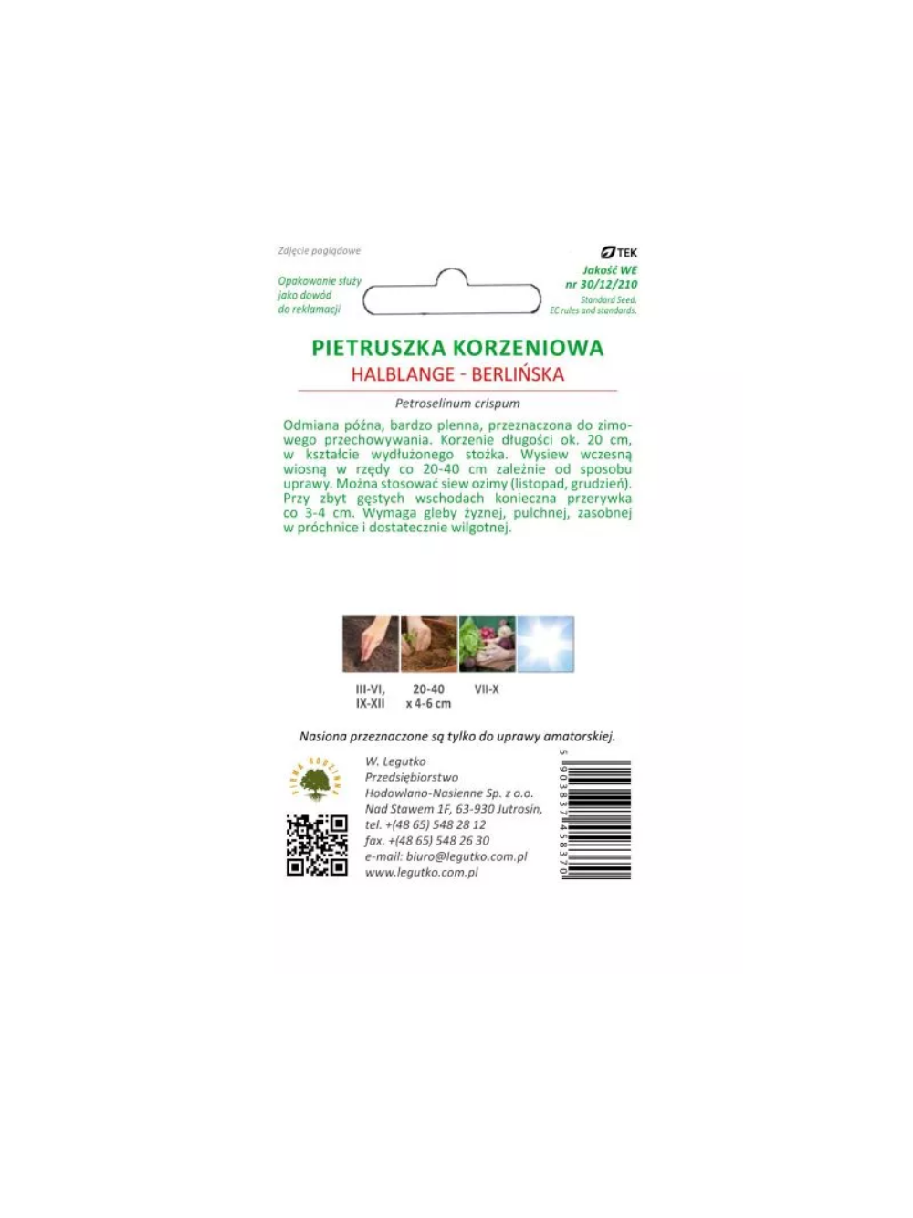 Pietruszka korzeniowa Halblange - późna