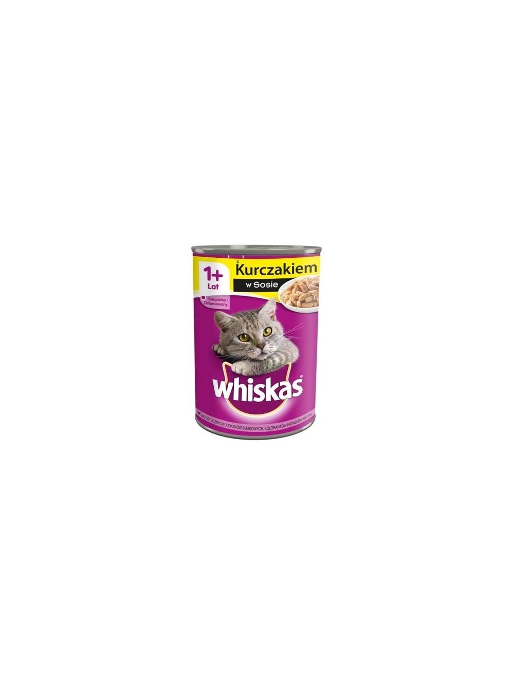 WHISKAS Adult puszka 400 g - mokra karma dla dorosłego kota, kawałki z kurczakiem w sosie