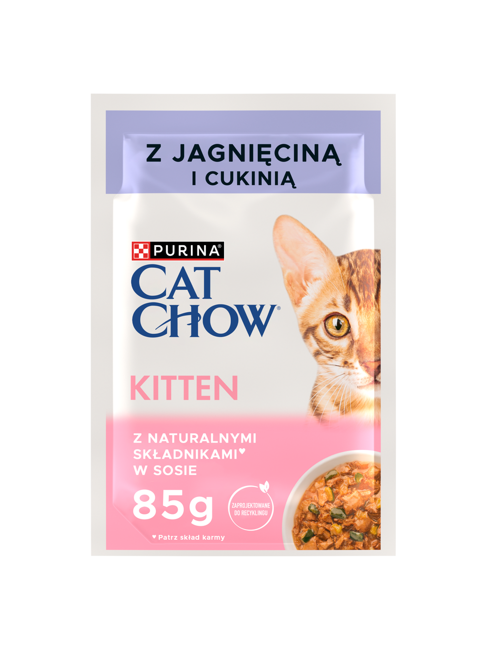 CAT CHOW Kitten Karma dla kociąt z jagnięciną i cukinią w sosie 10x85g