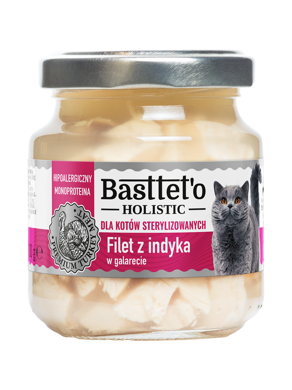 Basttet'o Holistic filet z indyka w galarecie dla kotów sterylizowanych 130g
