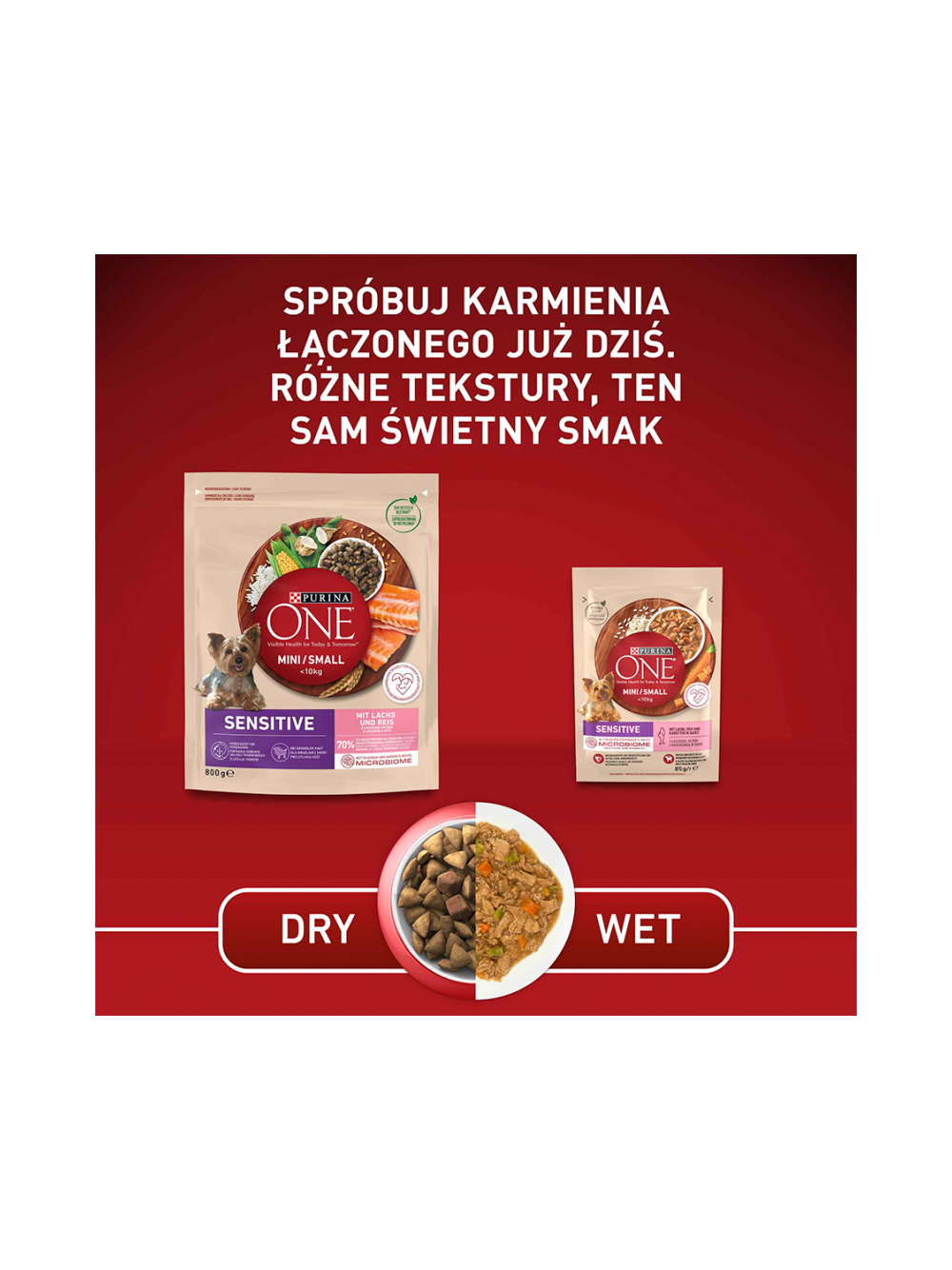 PURINA ONE Sensitive Mini/Small Karma dla dorosłych psów z łososiem i ryżem i marchewką w sosie 85g