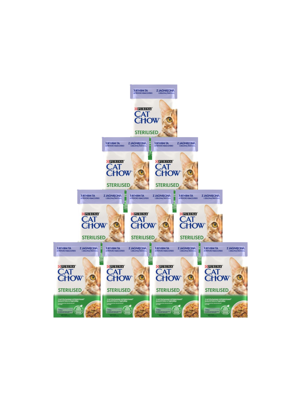 CAT CHOW Sterilised Karma dla kotów z jagnięciną i zieloną fasolką w sosie 10x85g