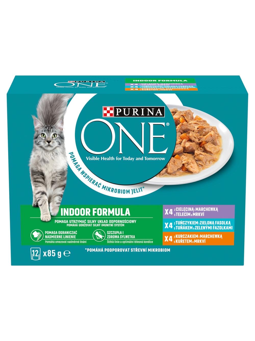 Purina One Indoor Formula Karma dla dorosłych kotów 12 x 85 g