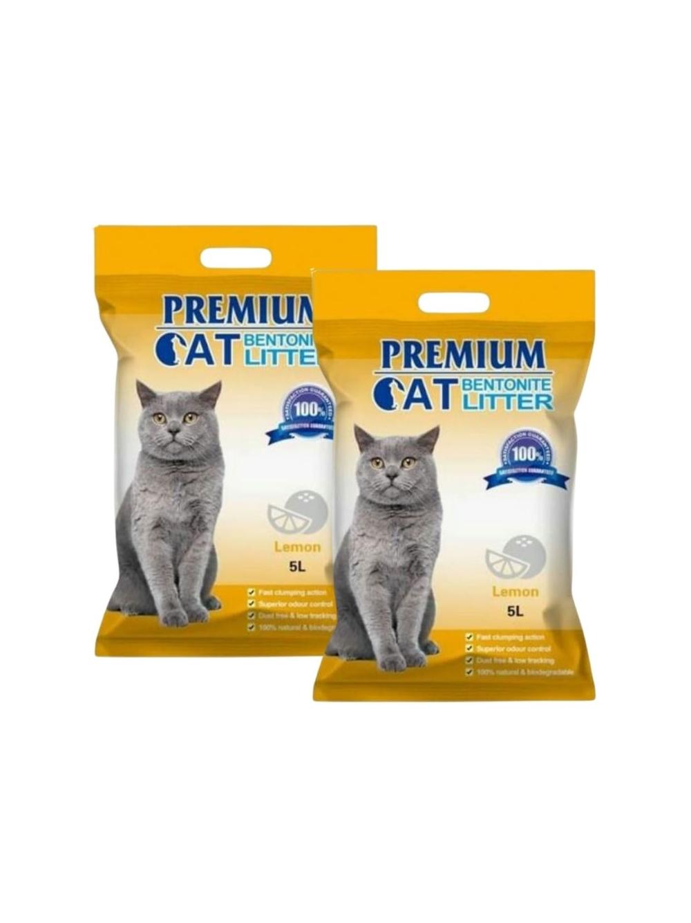 Premium Cat Żwirek Bentonitowy Zbrylający - Cytrynowy dla kota 2x5L
