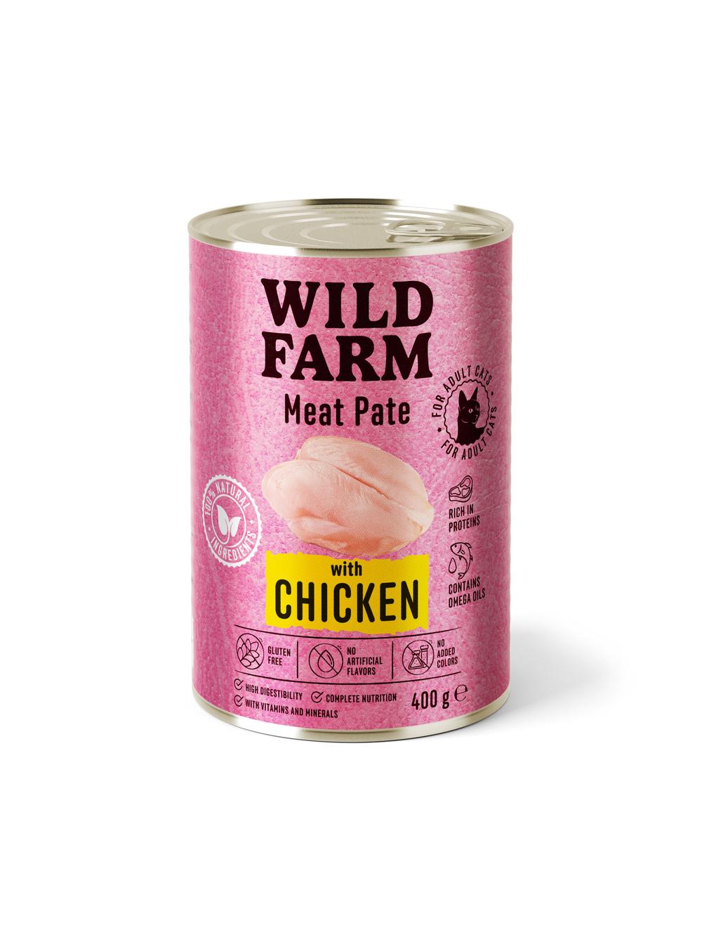 WILD FARM Pate with Chicken 400g - bezglutenowa karma dla kota