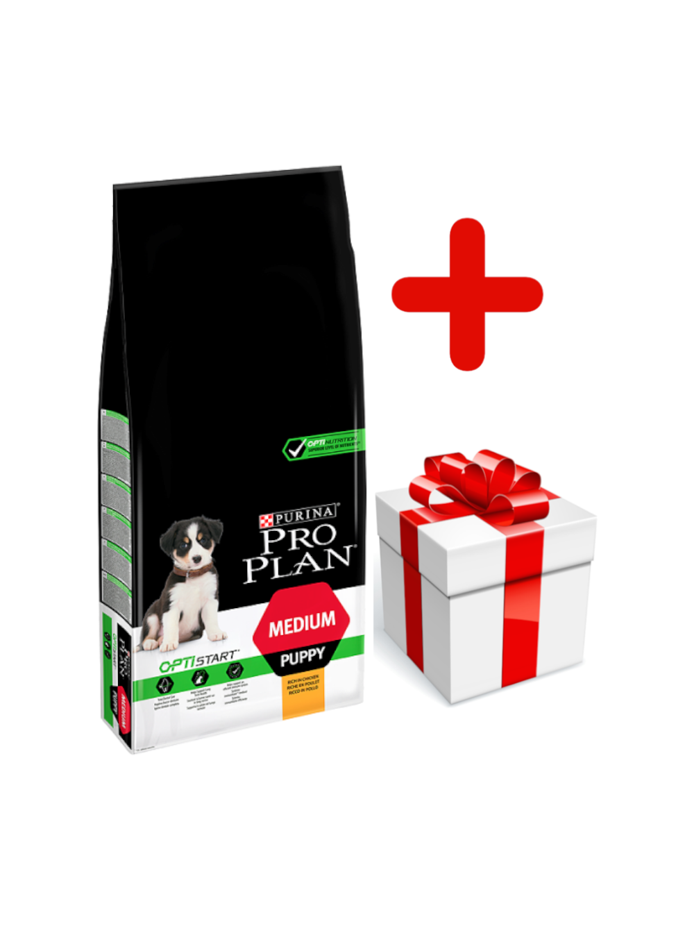 Purina Pro Plan Medium Puppy Optistart, kurczak i ryż 12kg   + niespodzianka dla psa GRATIS!