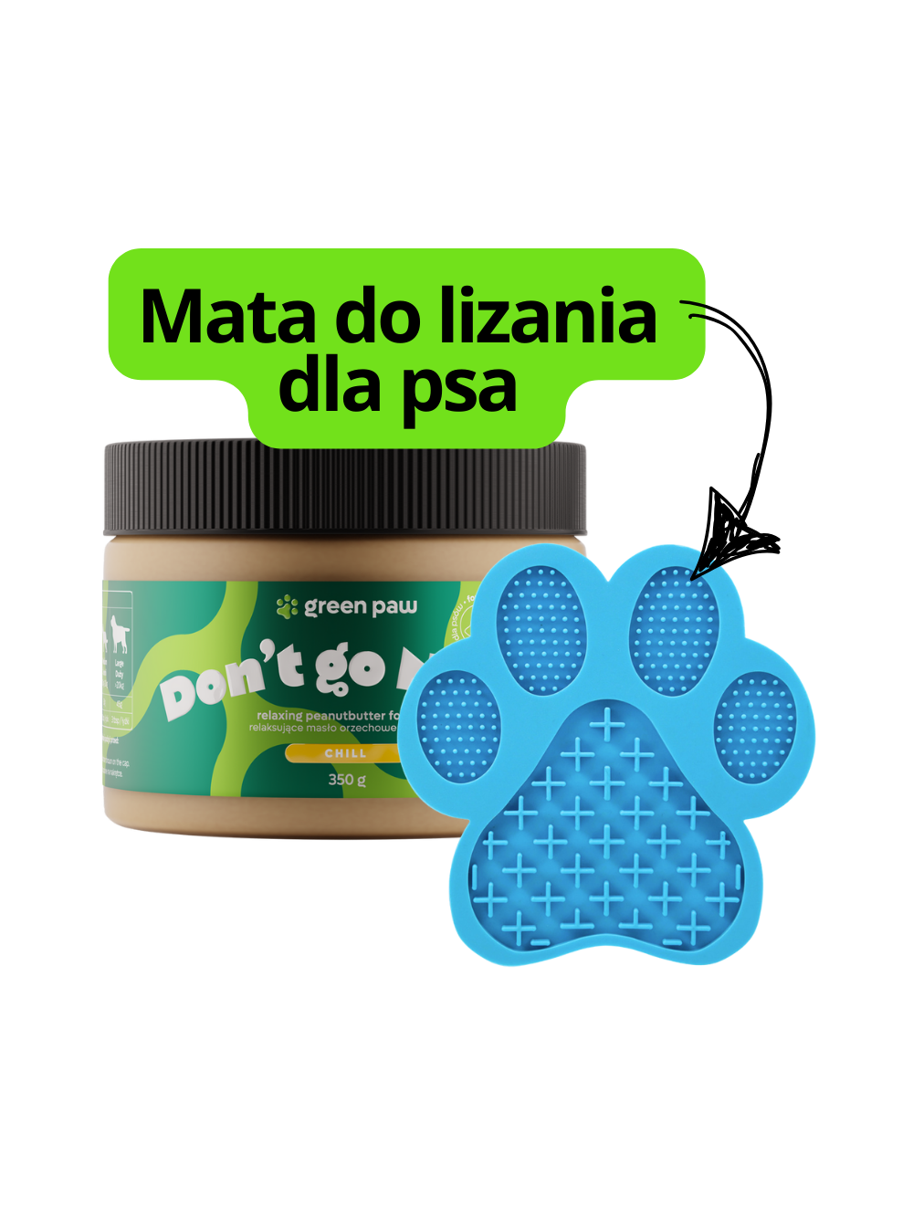 Green Paw Don’t go Nuts 350g - Masło orzechowe z CBD dla psów (Human Grade) + Mata do lizania dla psa