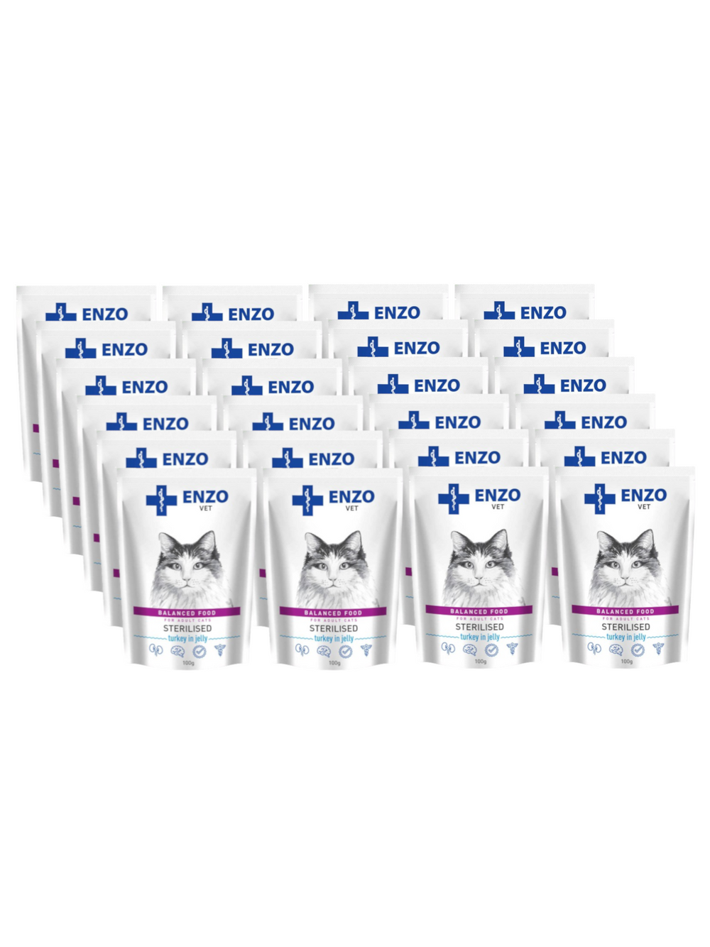 ENZO VET Sterilised dieta dla kotów sterylizowanych z indykiem w galaretce 24x100g