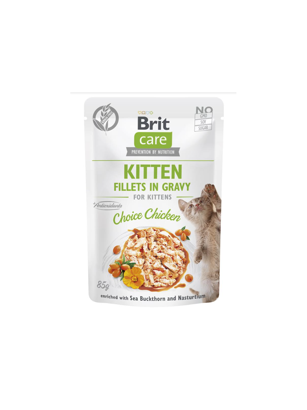 BRIT CARE Cat Kitten Fillets in Gravy Choice Chicken Enriched with Sea Buckthorn and Nasturtium 85g