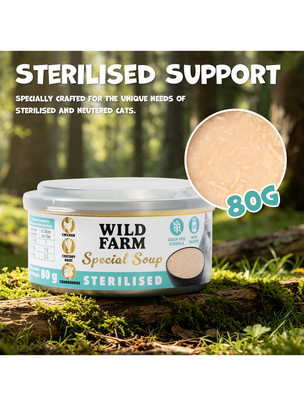 WILD FARM Special Soup 6x80g Sterilised – aromatyczna zupka - wsparcie prawidłowego nawodnienia