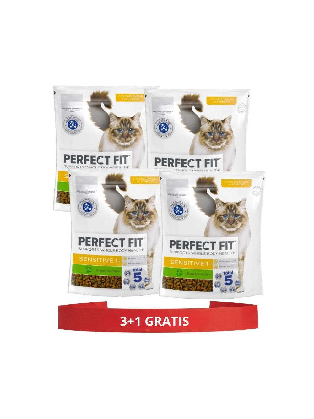 PERFECT FIT (Sensitive 1+) 4x750g Bogaty w indyka - sucha karma dla kota z wrażliwym układem trawiennym