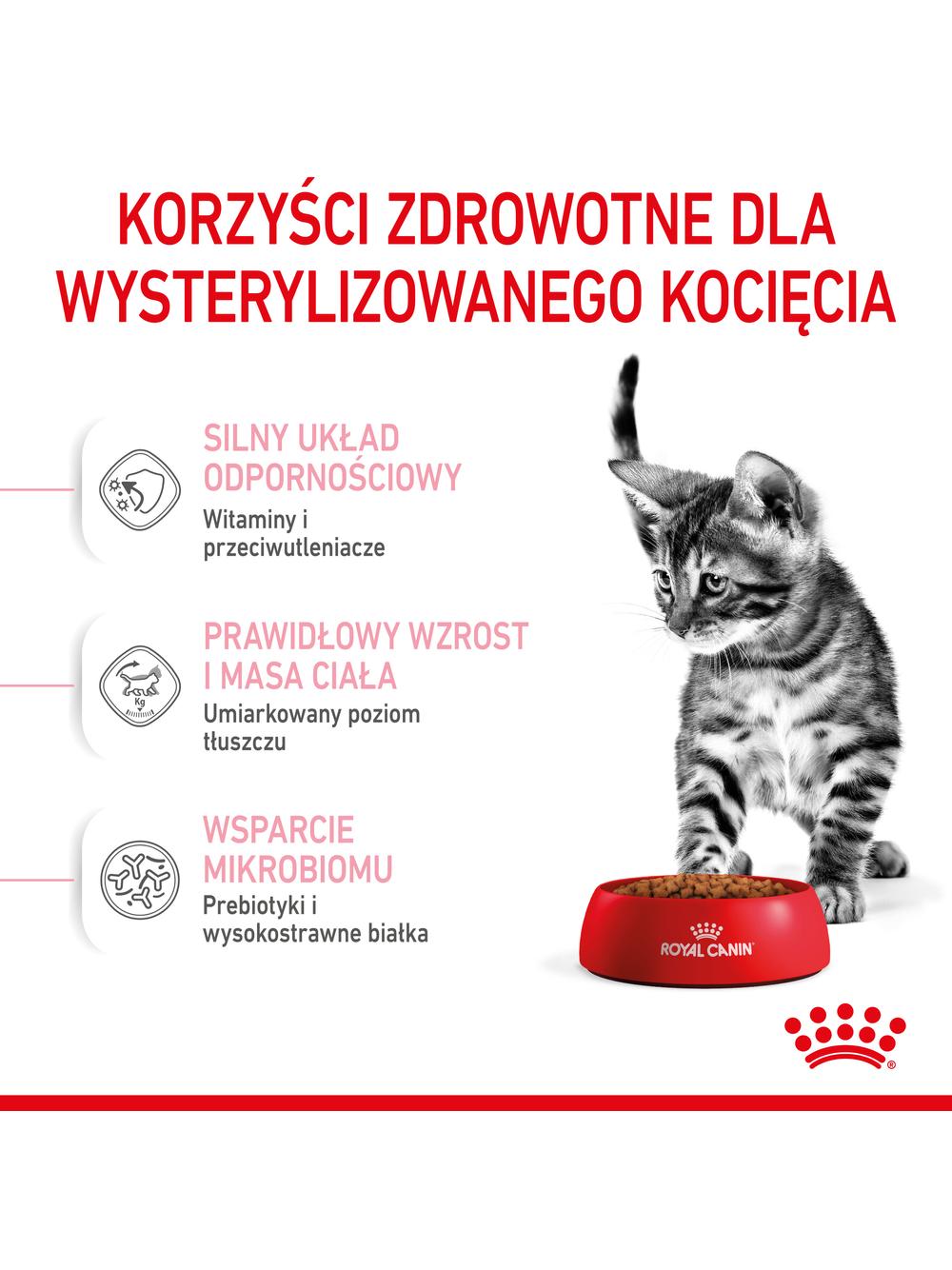ROYAL CANIN  Kitten Sterilised 2kg karma sucha dla kociąt od 6 do 12 miesiąca życia, sterylizowanych