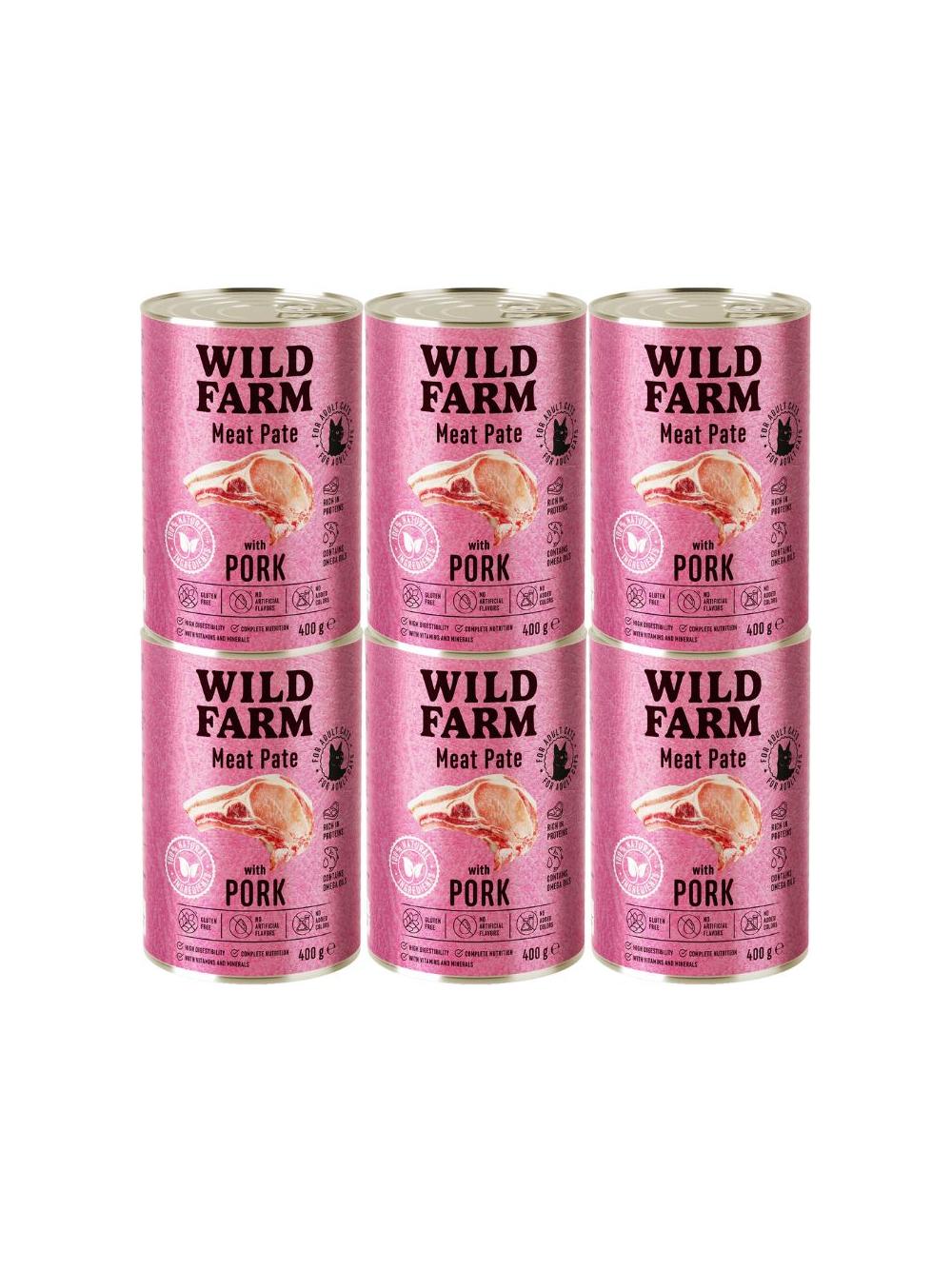 WILD FARM Pate with Pork 6x400g - bezglutenowa karma dla kota