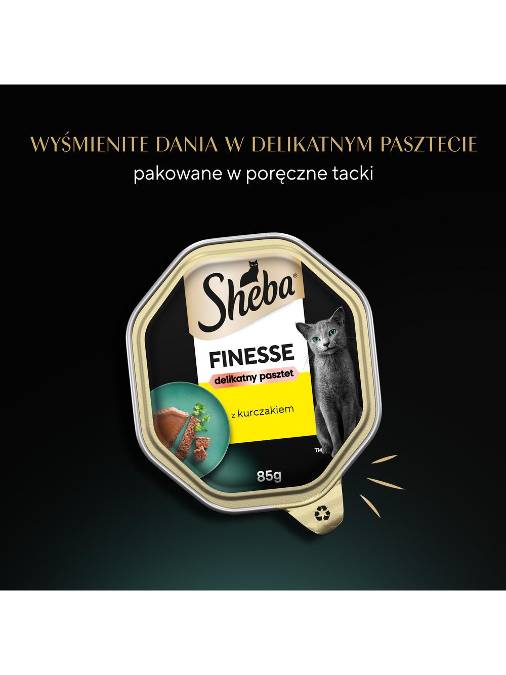 SHEBA Finesse tacka 22x85 g – mokra karma pełnoporcjowa dla dorosłych kotów, z kurczakiem, w pasztecie