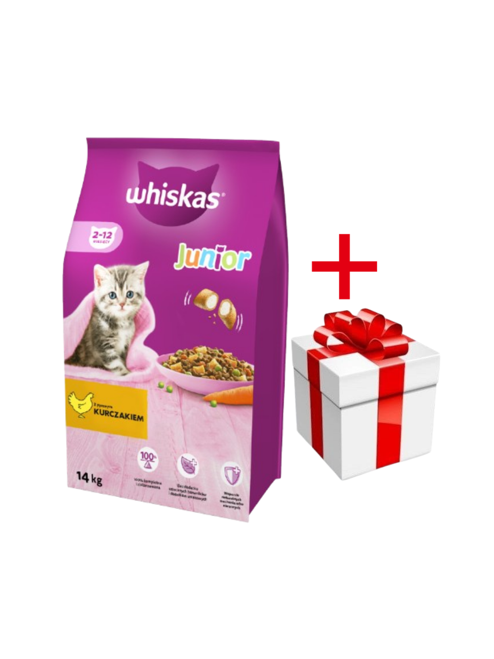 WHISKAS Junior 14 kg - sucha karma dla dla kociąt, z pysznym kurczakiem  + niespodzianka dla kota GRATIS!!!