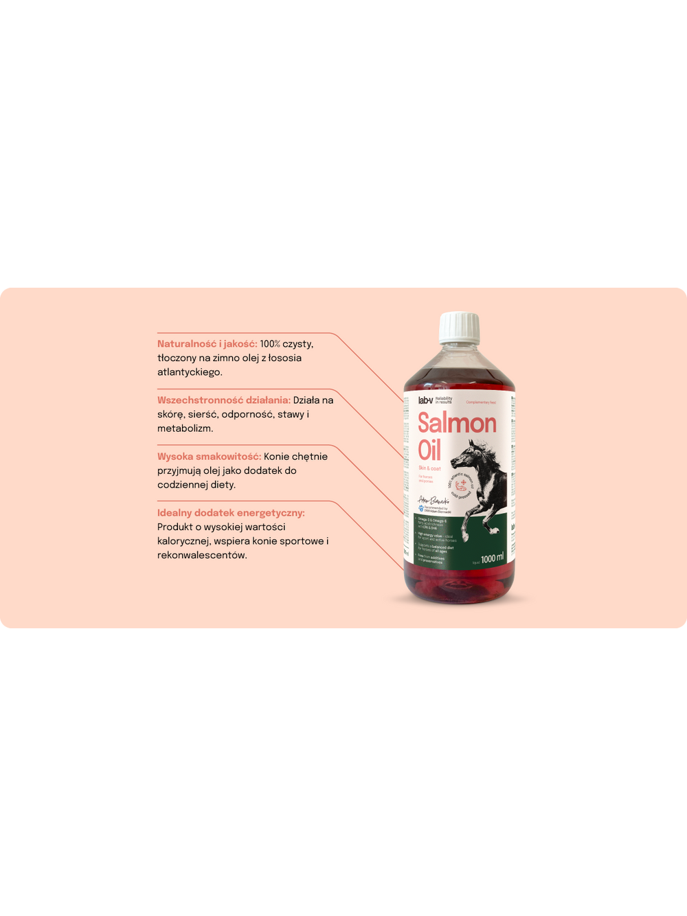 Lab-v Salmon Oil – 100% olej z łososia atlantyckiego dla koni 1000 ml