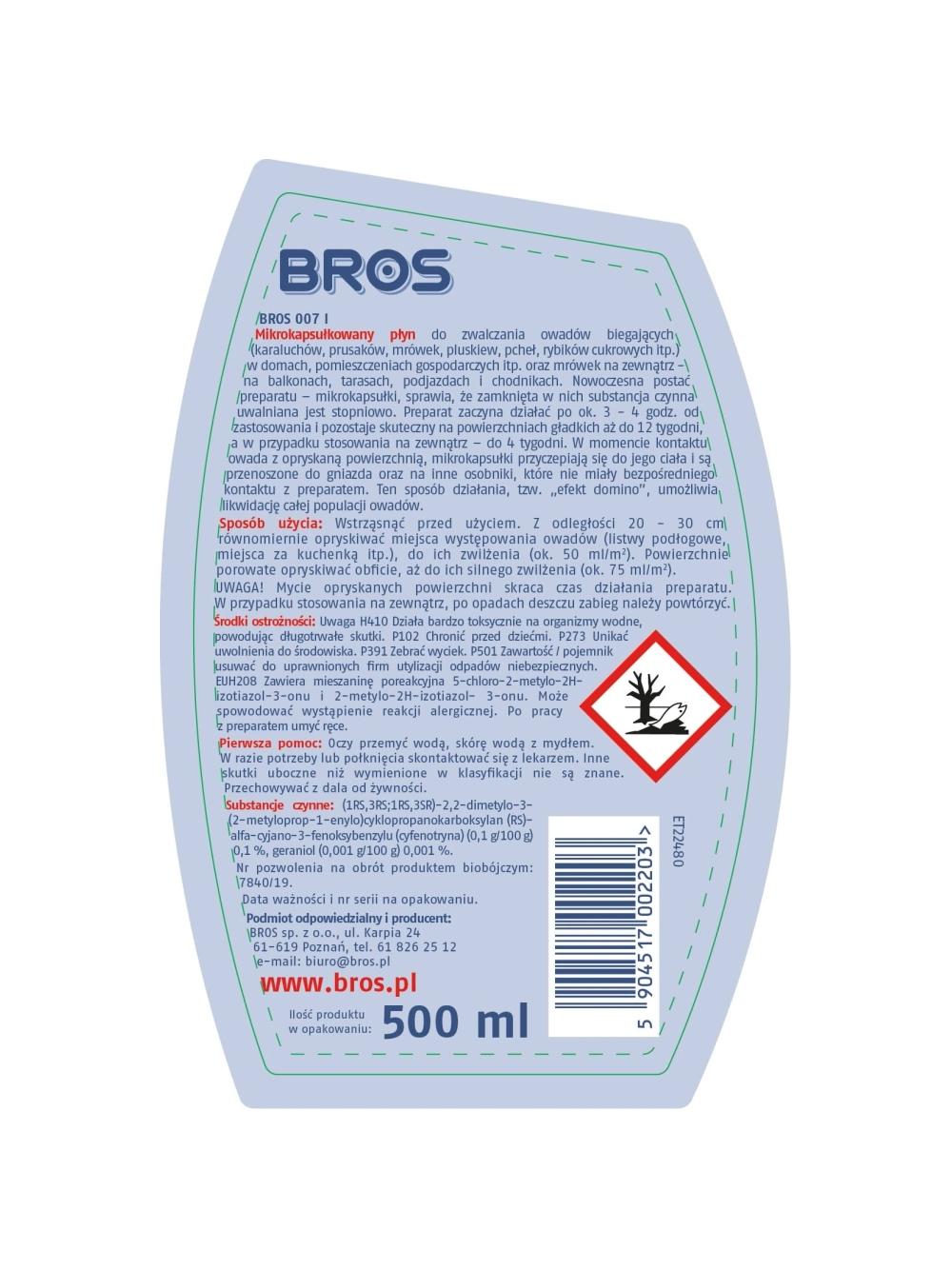 Bros Spray 007 na owady biegające 500ml