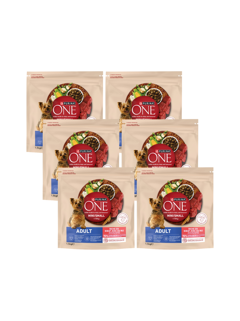 Purina One Adult Mini/Small Karma dla dorosłych psów bogata w wołowinę z ryżem 6x1,5 kg