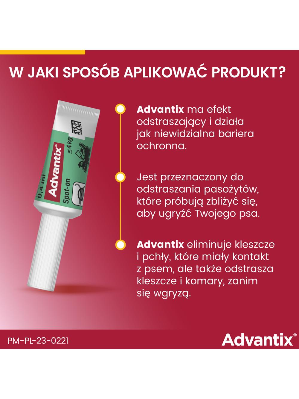 Advantix - dla psów do 4kg (4 pipety x 0,4ml)+ Cestal Dog Plus tabletki na odrobaczanie psów 2 sztuki