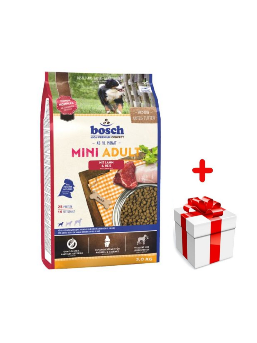 Bosch Adult Mini Lamb & Rice, jagnięcina i ryż (nowa receptura) 1kg  + niespodzianka dla psa GRATIS!