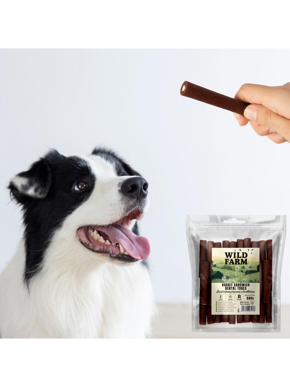 WILD FARM Rurki dentystyczne z królikiem 500g przysmak dla psa