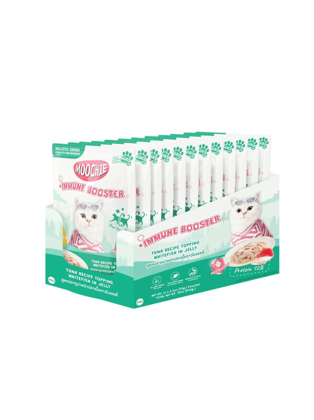MOOCHIE Immune Booster Tuna Recipe Topping White Fish In Jelly (Wzmacniająca odporność) 12x70g