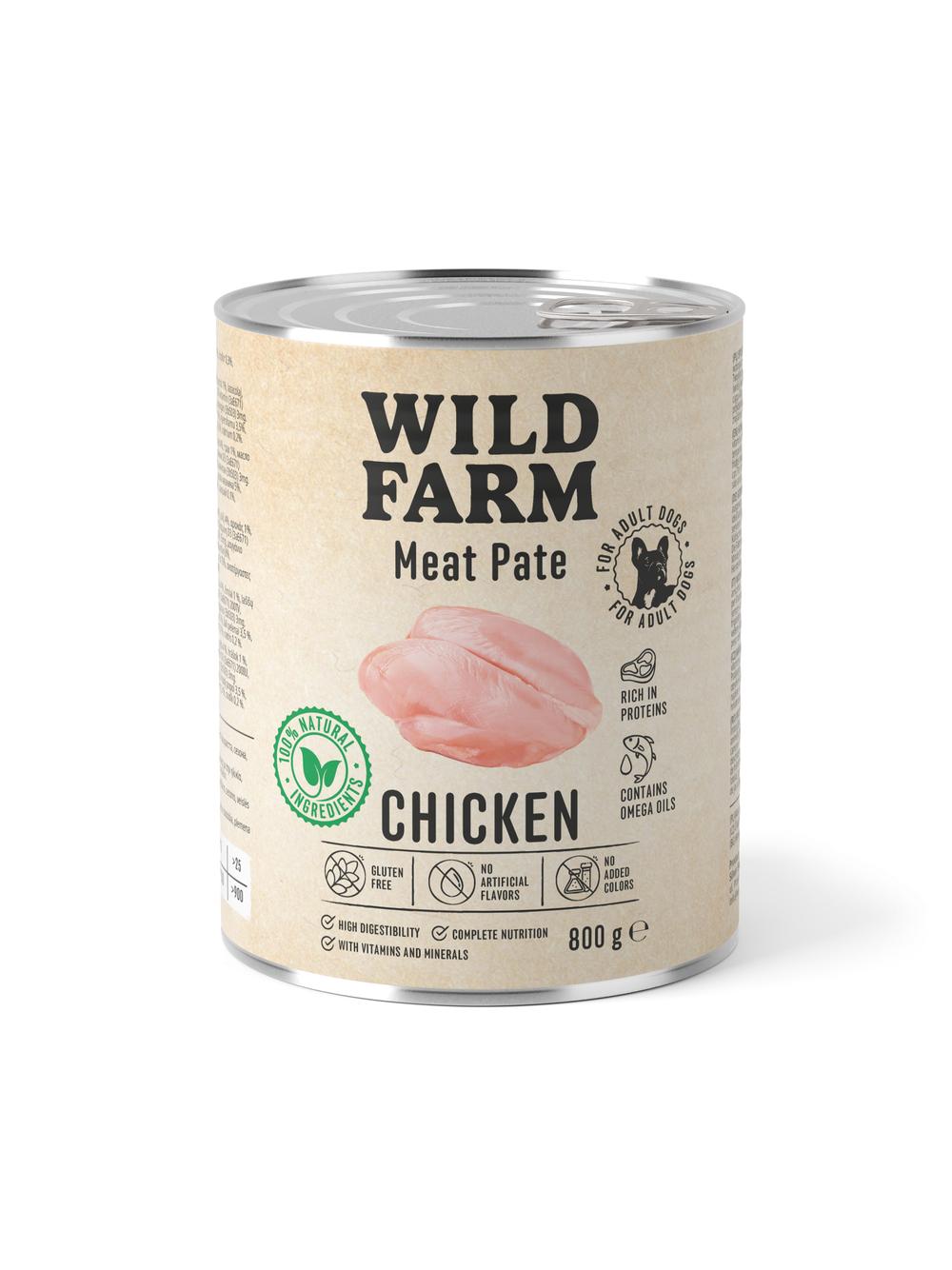 WILD FARM Pate Chicken 800g bezglutenowa karma dla psa