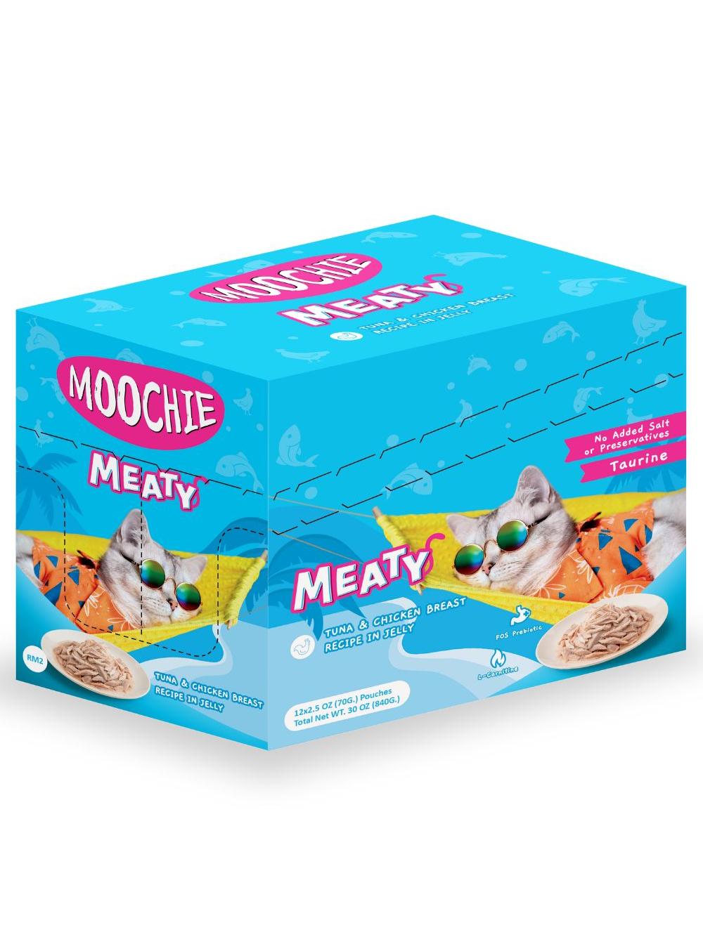 MOOCHIE Tuna & Chicken In Jelly 12x70g mokra karma dla kota (Kurczak w galaretce)