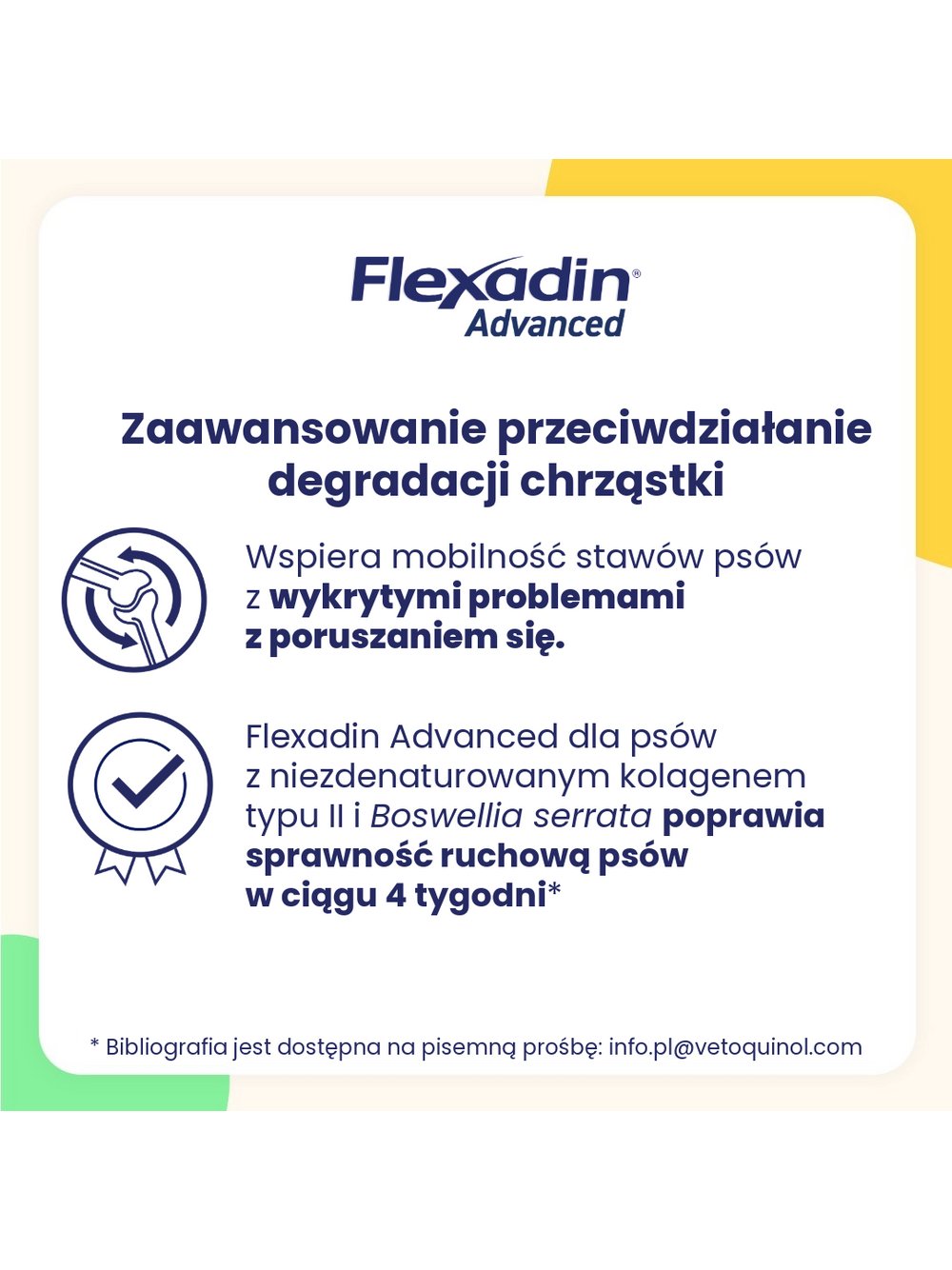VETOQUINOL Flexadin Advanced Dietetyczna Karma Uzupełniająca Dla Psów  180g (60 kąsków) + NIESPODZIANKA DLA PSA GRATIS!!