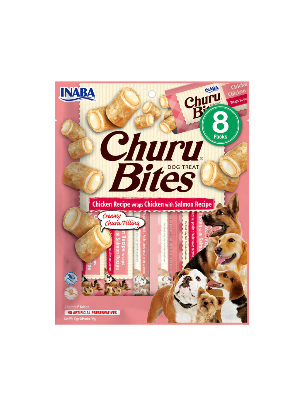 INABA  Churu Bites dla psa o smaku kurczaka i łososia 8x12g