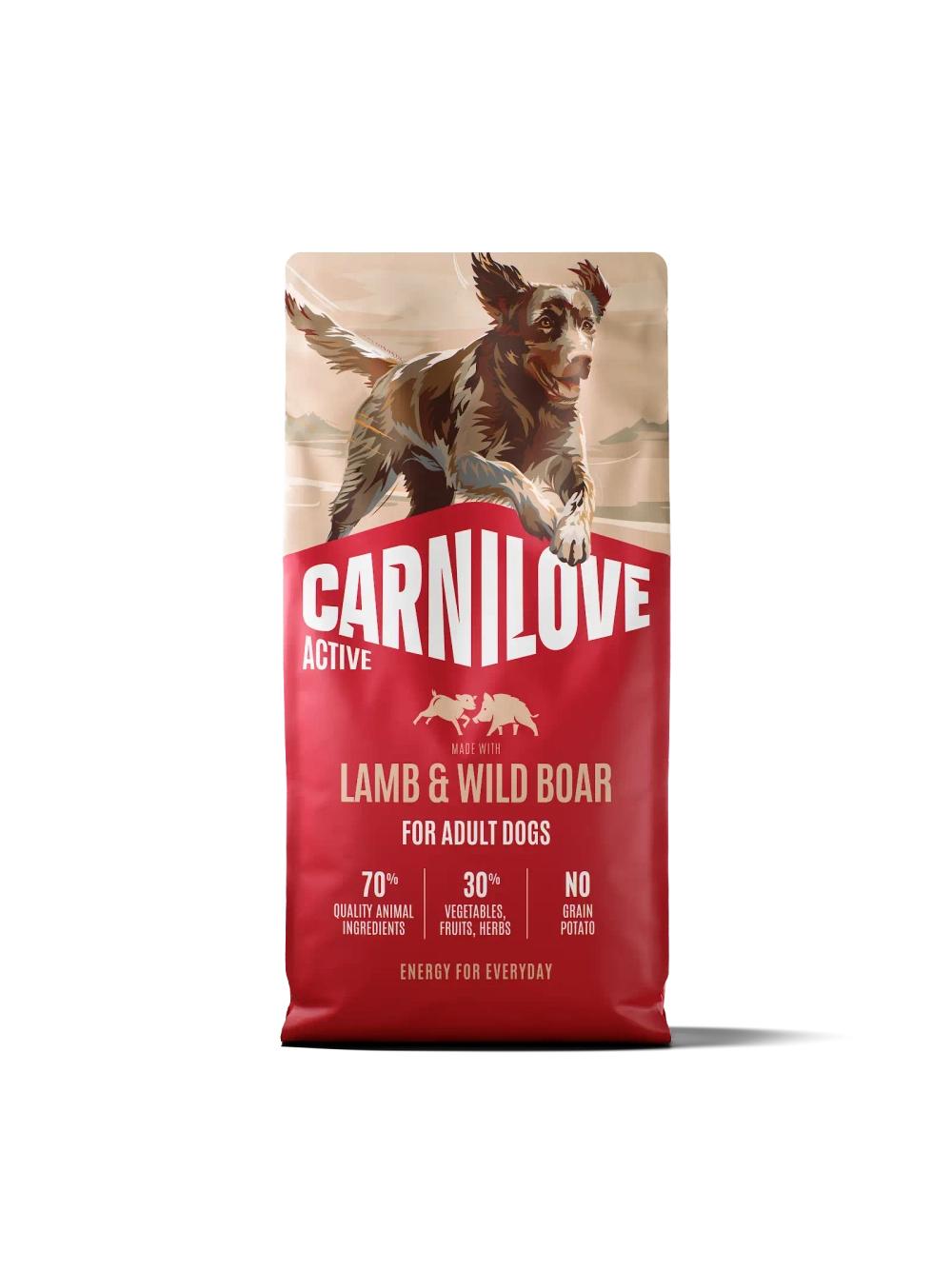 CARNILOVE Active Dog Lamb & Wild Boar for Adult 12kg  / Opakowanie uszkodzone (8810,8964) !!!
