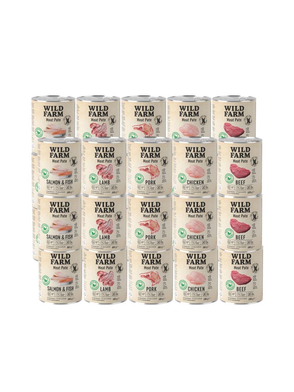 WILD FARM Pate Mix Smaków 30x800g bezglutenowa karma dla psa