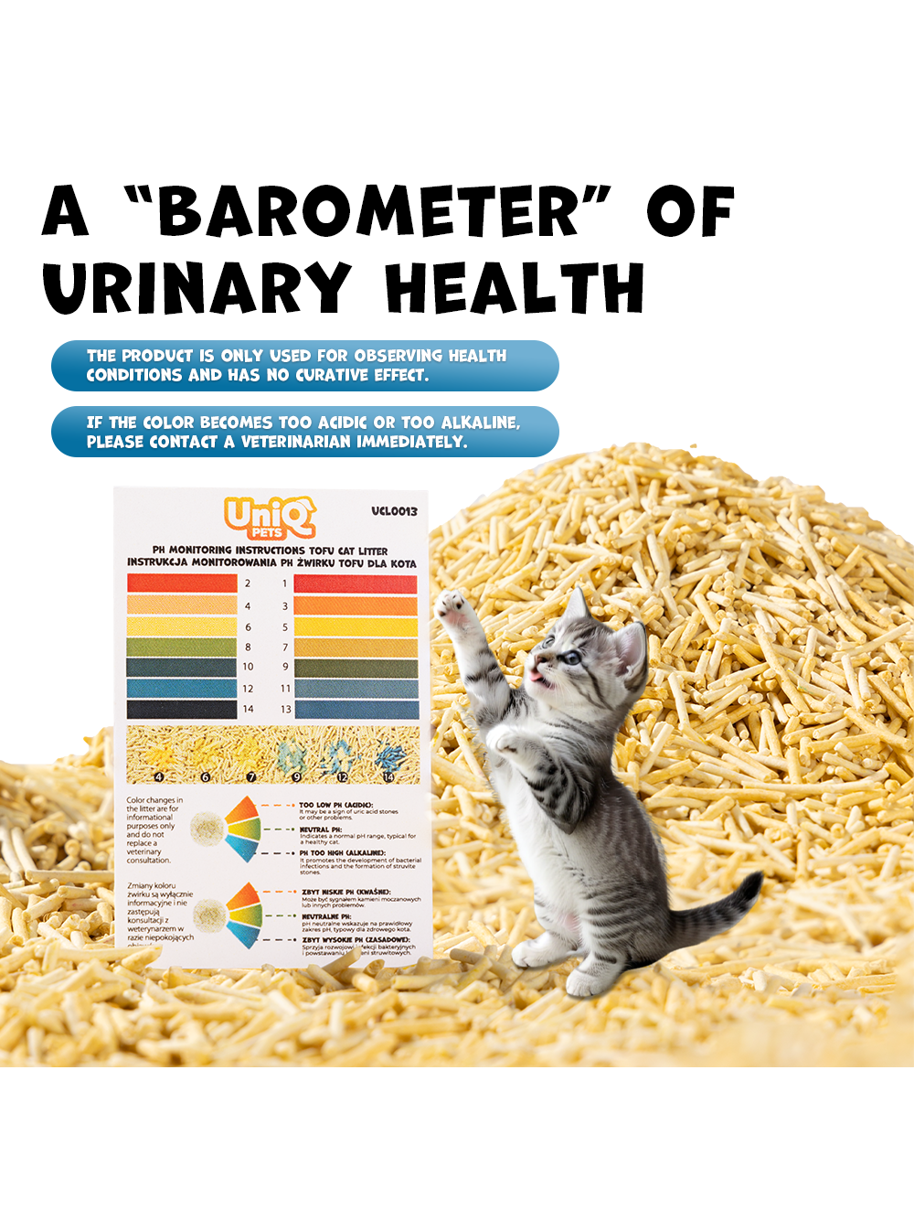 UNIQ PETS ŻWIREK DLA KOTA TOFU, pH monitoring, biodegradowalny 2,5 kg bez zapachowy.