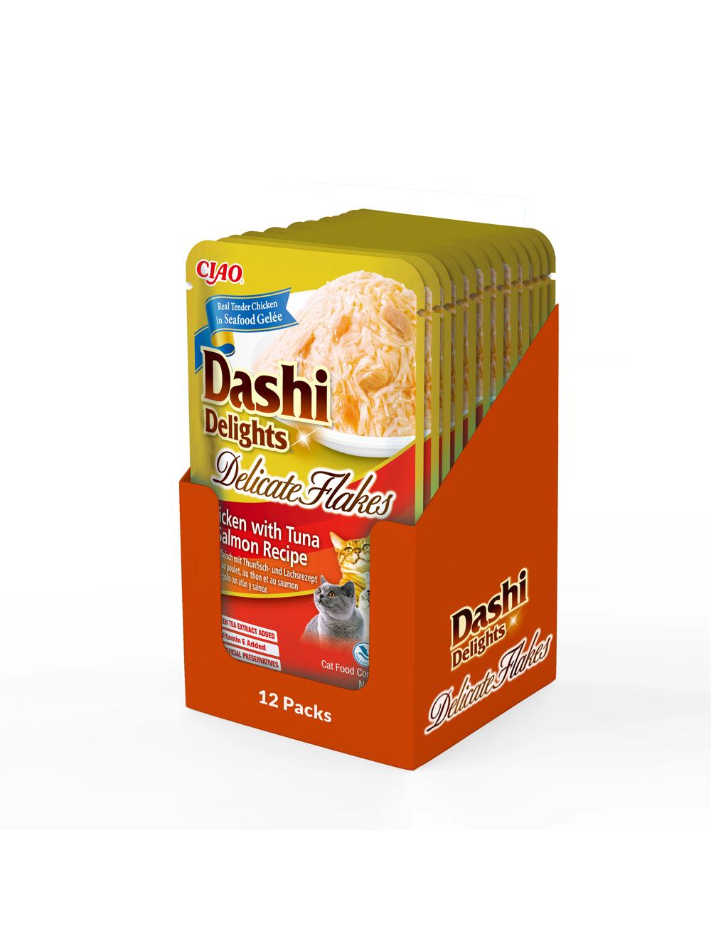 INABA Dashi Delights Delicate Flakes Chicken with Tuna & Salmon Recipe 24x40g