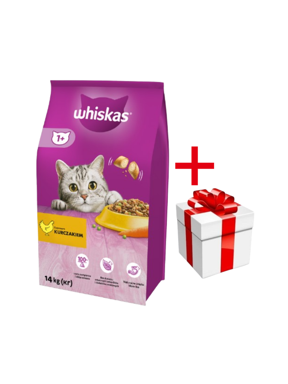WHISKAS Adult 14 kg - sucha karma dla dorosłego kota, z pysznym kurczakiem + niespodzianka dla kota GRATIS!!!