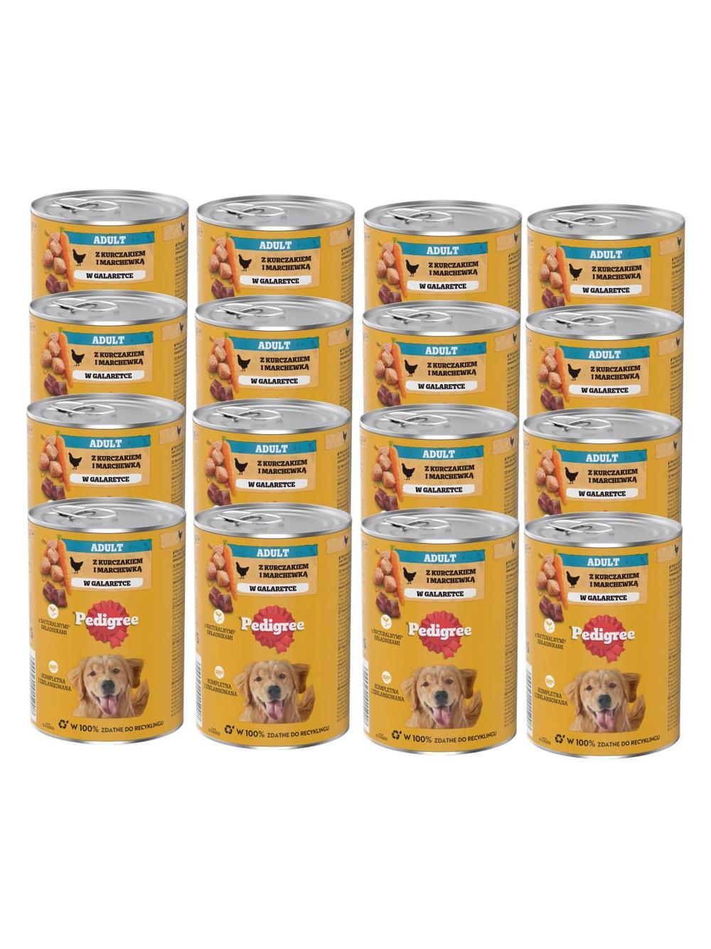PEDIGREE Adult mokra karma pełnoporcjowa dla dorosłych psów, z kurczakiem i marchewką w galaretce 12x400g