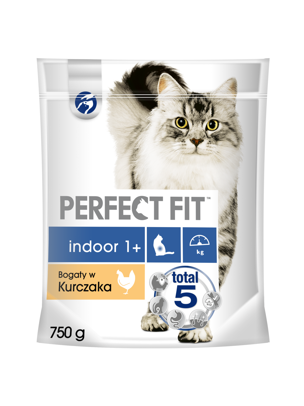 PERFECT FIT (Indoor 1+) 6x750g Bogaty w kurczaka - sucha karma dla kota żyjącego w domu