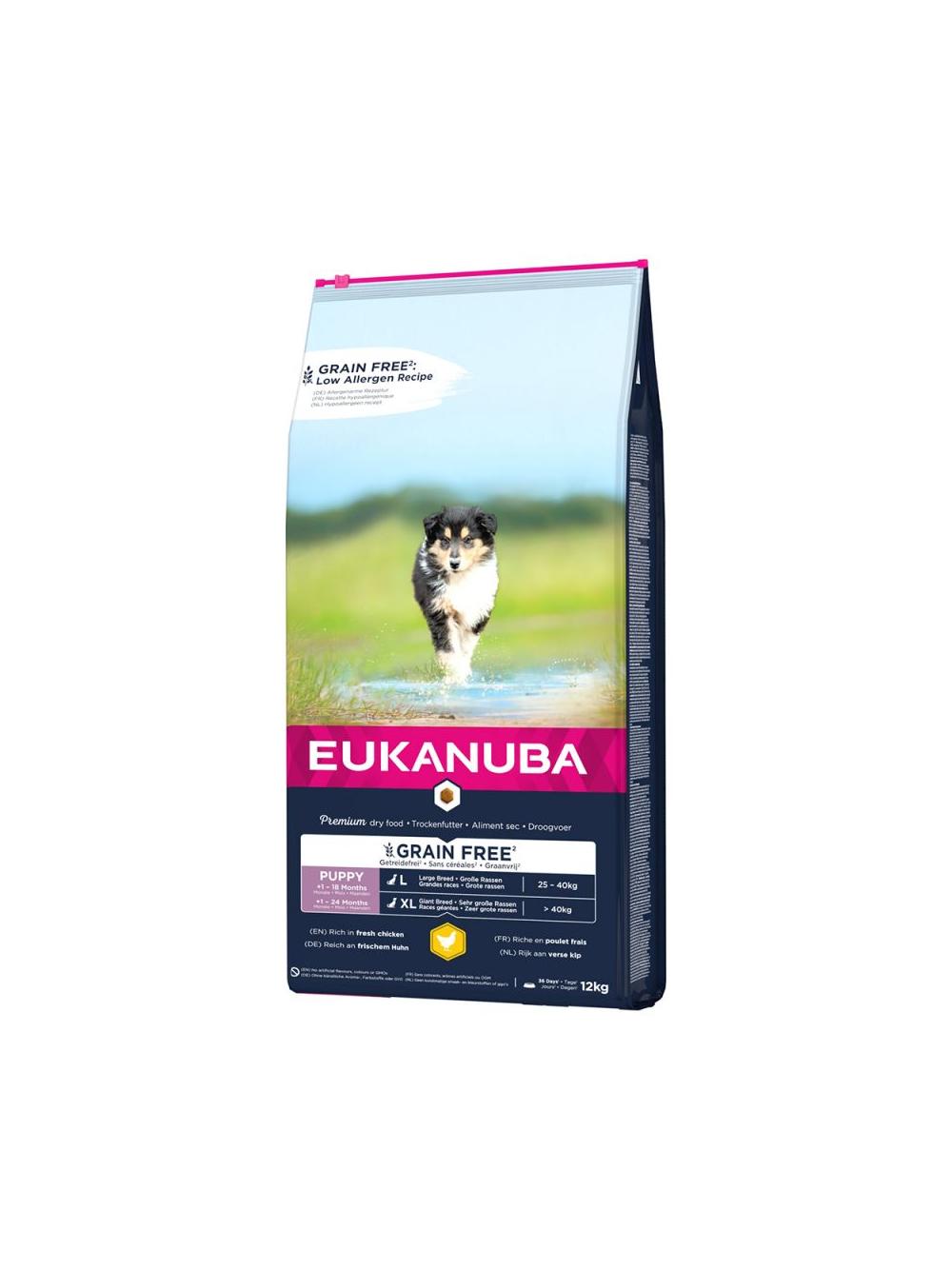 EUKANUBA Puppy Chicken L/XL Grain Free 12kg + niespodzianka dla psa GRATIS!